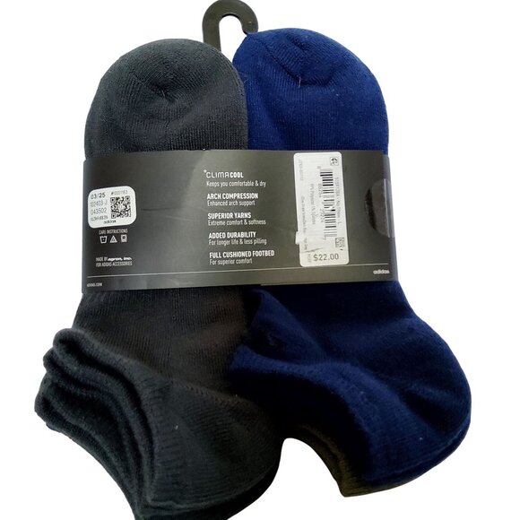 Adidas Mens No Show Socks Pack Of 6 Arch Compression Cushioned Footbed Size L - Picture 2 of 4